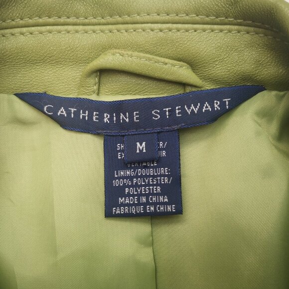 Catherine Stewart Ladies Size Medium Lime Green Leather Jacket / Blazer - Picture 3 of 11